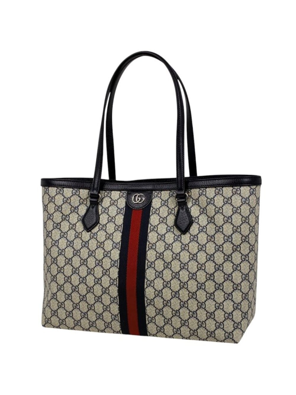 Gucci Ophidia Large Tote Double G Web GG Supreme Navy